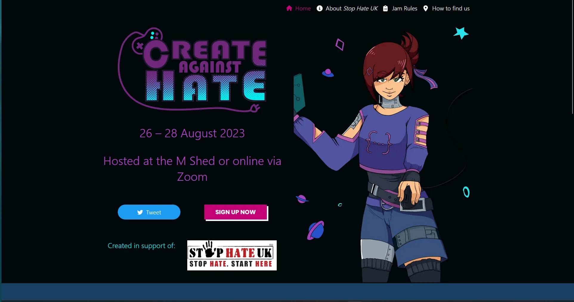 Screenshot of my 'Create Against Hate' Website