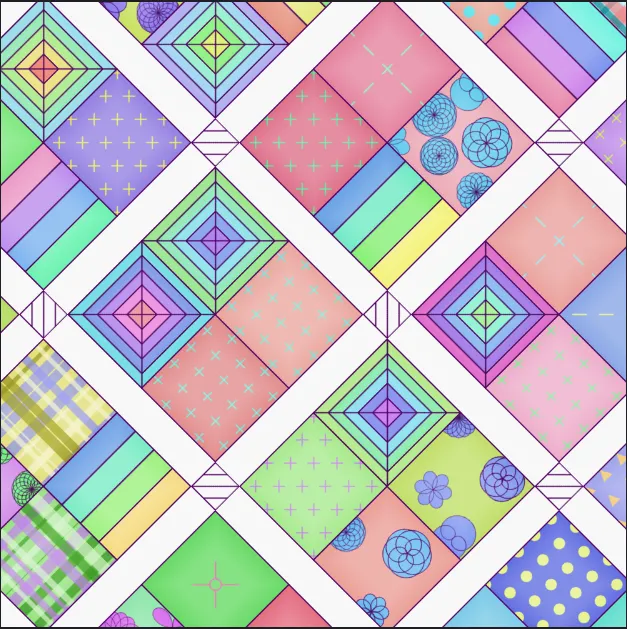 Screenshot of my Patchwork Pattern Creative Coding Project