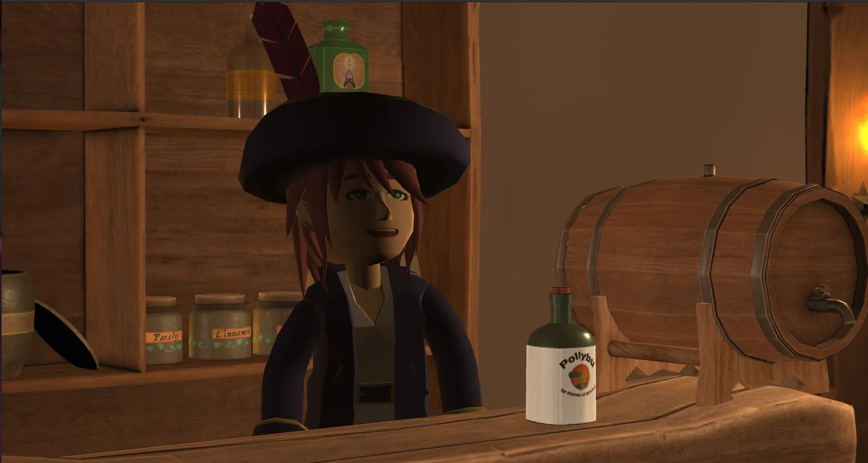 Screenshot of a pirate in a tavern.